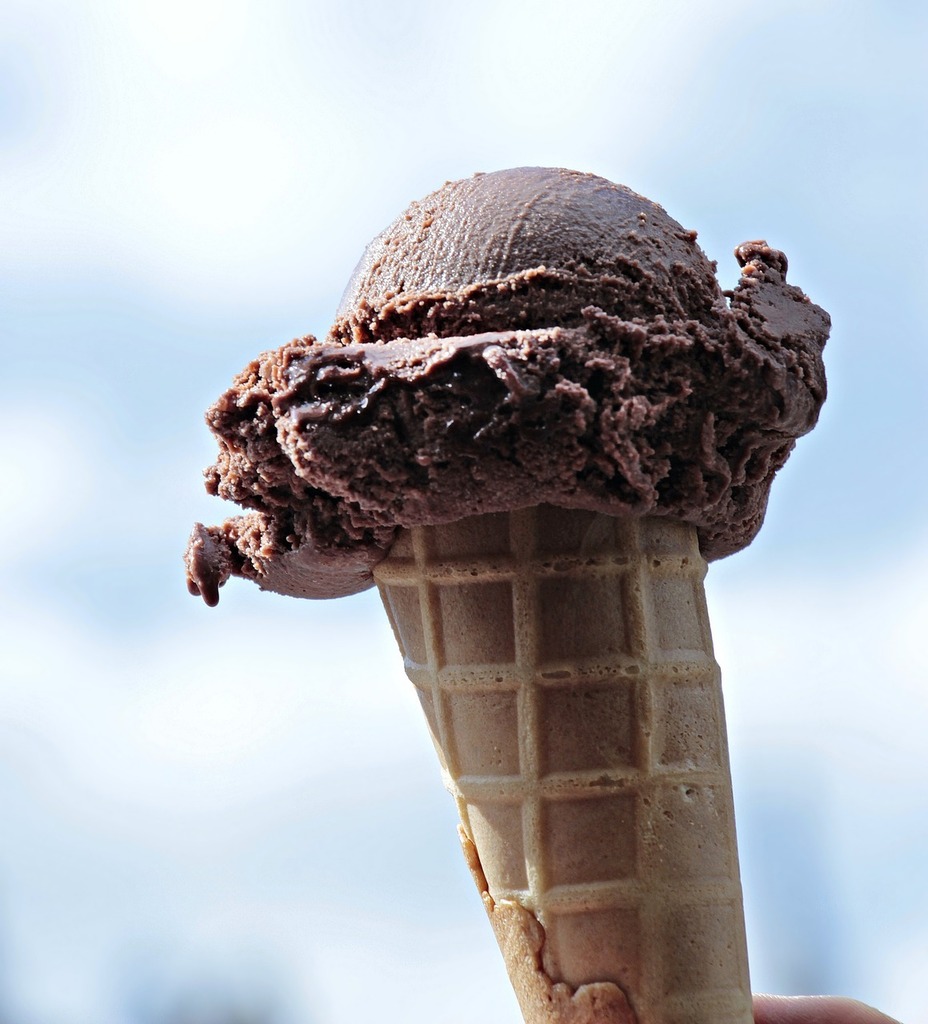 chocolate ice cream on a cone